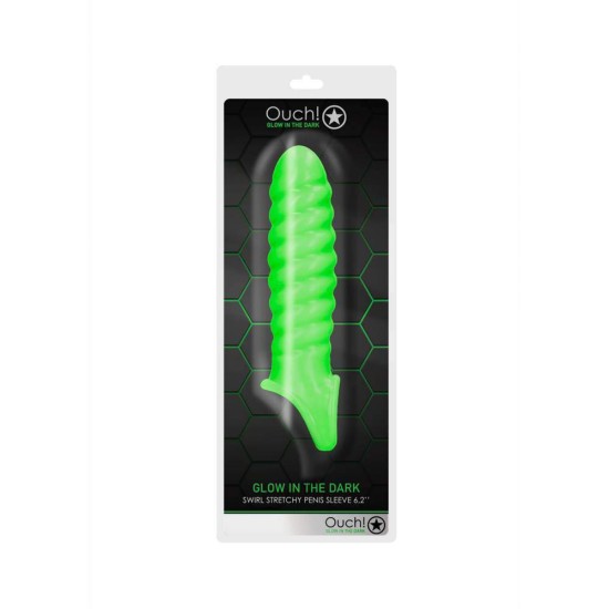 Glow In The Dark Swirl Stretchy Penis Sleeve 15cm Sex Toys