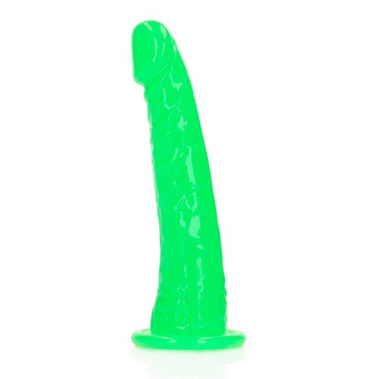 Φωσφοριζέ Ομοίωμα Πέους - Slim Realistic Dildo Glow In The Dark Neon Green 18cm