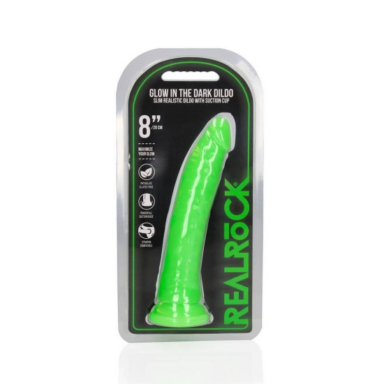 Slim Realistic Dildo Glow In The Dark Neon Green 22cm Sex Toys