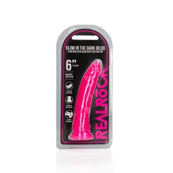 Φωσφοριζέ Ομοίωμα Πέους - Slim Realistic Dildo Glow In The Dark Neon Pink 18cm