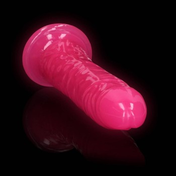 Slim Realistic Dildo Glow In The Dark Neon Pink 25cm