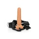 Κούφιο Δονούμενο Πέος Με Ζώνη - Realrock Vibrating Hollow Strap On With Balls Brown 27cm Sex Toys 