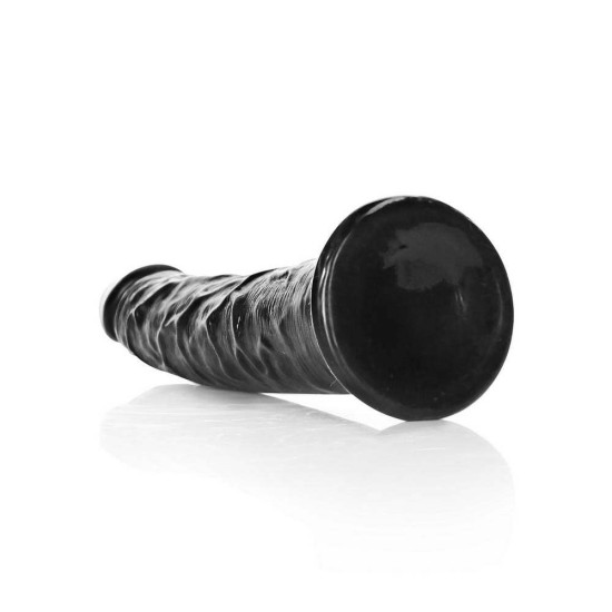 Κυρτό Ρεαλιστικό Πέος - Slim Realistic Dildo With Suction Cup Black 16cm Sex Toys 