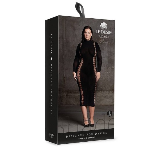Μακρύ Διχτυωτό Φόρεμα - Carme Dress With Turtleneck Black Ερωτικά Εσώρουχα 
