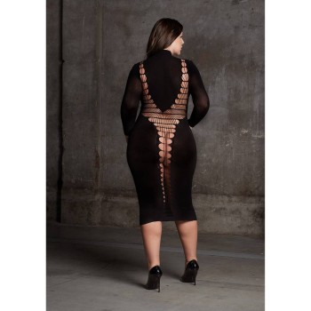 Μακρύ Διχτυωτό Φόρεμα - Carme Dress With Turtleneck Black