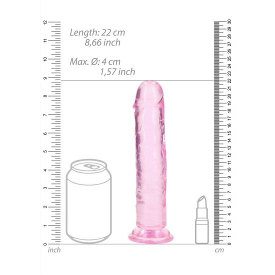 Straight Realistic Dildo With Suction Cup Pink 22cm Sex Toys