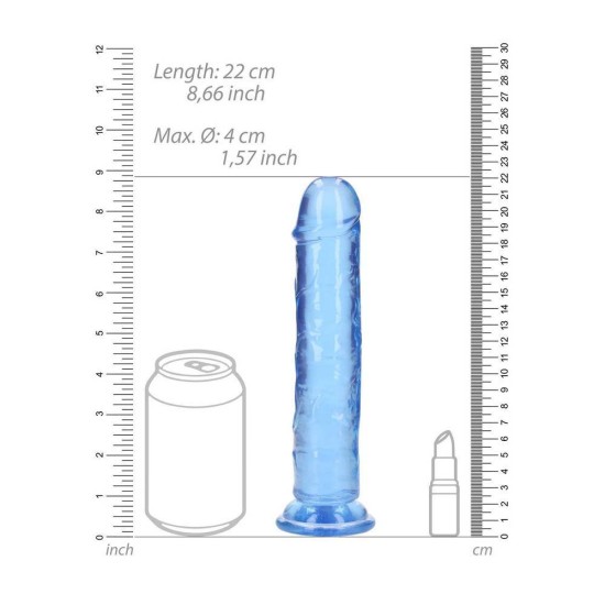 Μαλακό Πέος Χωρίς Όρχεις - Straight Realistic Dildo With Suction Cup Blue 22cm Sex Toys 