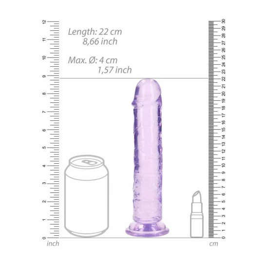 Μαλακό Πέος Χωρίς Όρχεις - Straight Realistic Dildo With Suction Cup Purple 22cm Sex Toys 