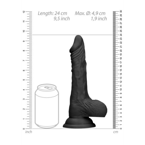 Μαλακό Ρεαλιστικό Πέος - Dong With Testicles Black 23cm Sex Toys 