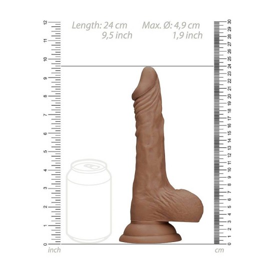 Μαλακό Ρεαλιστικό Πέος - Dong With Testicles Brown 23cm Sex Toys 