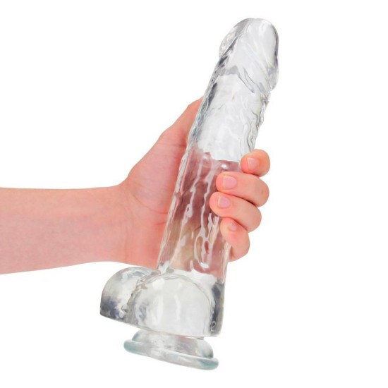 Μεγάλο Μαλακό Πέος - Crystal Clear Realistic Dildo With Balls Clear 25cm Sex Toys 
