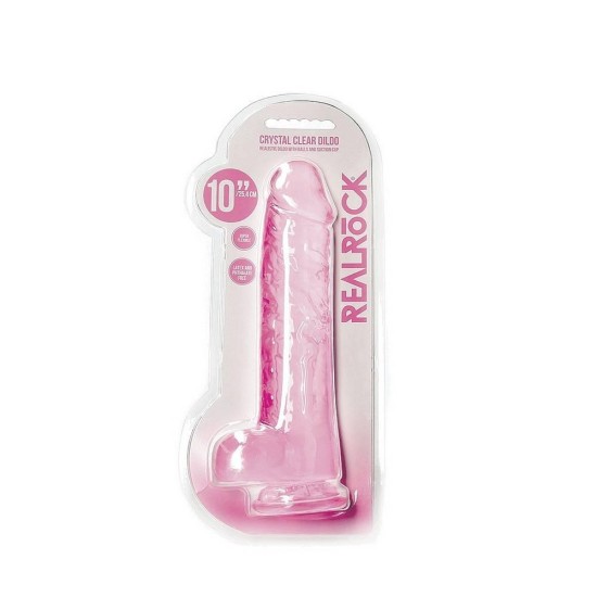 Μεγάλο Μαλακό Πέος - Crystal Clear Realistic Dildo With Balls Pink 25cm Sex Toys 