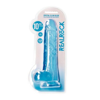 Crystal Clear Realistic Dildo With Balls Blue 25cm
