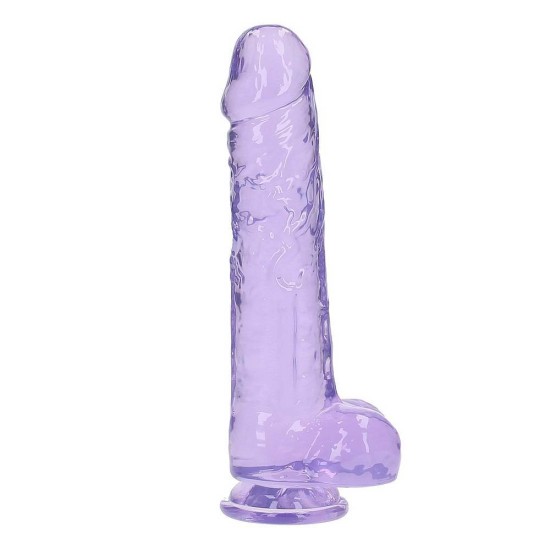 Μεγάλο Μαλακό Πέος - Crystal Clear Realistic Dildo With Balls Purple 25cm Sex Toys 