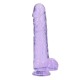 Μεγάλο Μαλακό Πέος - Crystal Clear Realistic Dildo With Balls Purple 25cm Sex Toys 