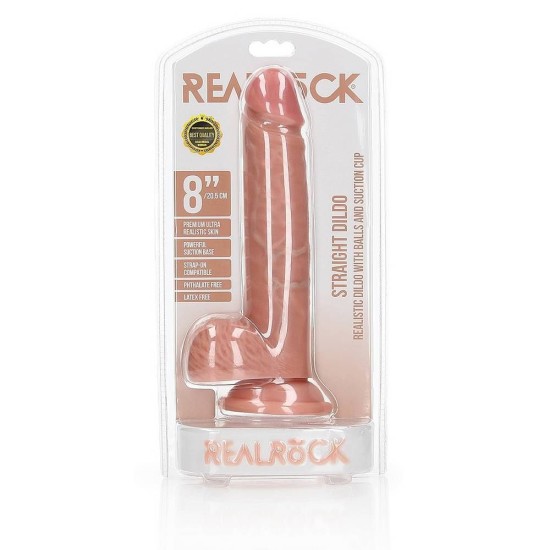 Μεγάλο Ομοίωμα Πέους - Straight Realistic Dildo With Balls Beige 20cm Sex Toys 