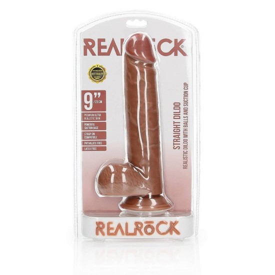 Μεγάλο Ομοίωμα Πέους - Straight Realistic Dildo With Balls Brown 23cm Sex Toys 