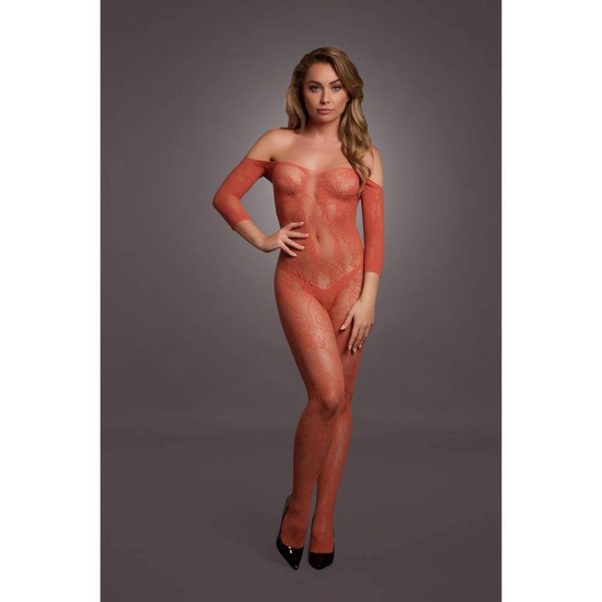 Ολόσωμο Καλσόν Με Δαντέλα - Le Desir Long Sleeved And Lace Bodystocking Red Ερωτικά Εσώρουχα 