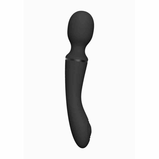Nami Double Ended Pulse Wave & Vibrating Wand With 4 Sleeves Black Sex Toys