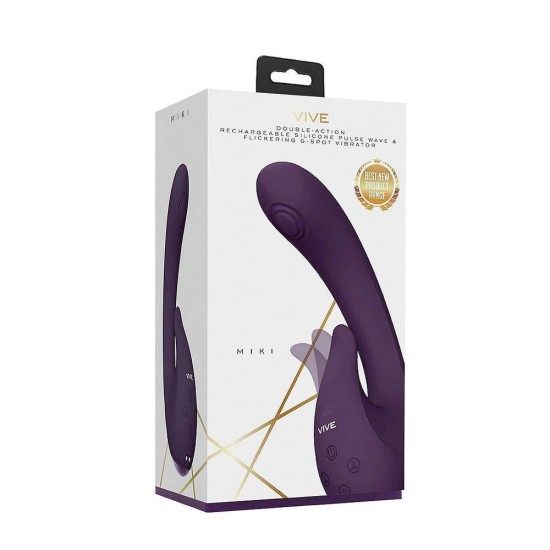 Rabbit Δονητής Με Κίνηση Γλώσσας - Miki Pulse Wave & Flickering Vibrator Purple Sex Toys 