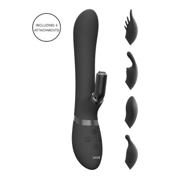 Chou Rabbit Vibrator With 4 Clitoral Sleeves Black