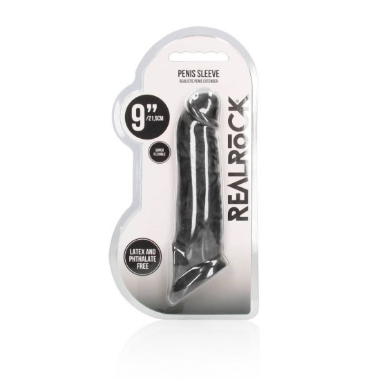 Ρεαλιστικό Κάλυμμα Πέους - Realrock Realistic Penis Extender Black 21cm Sex Toys 