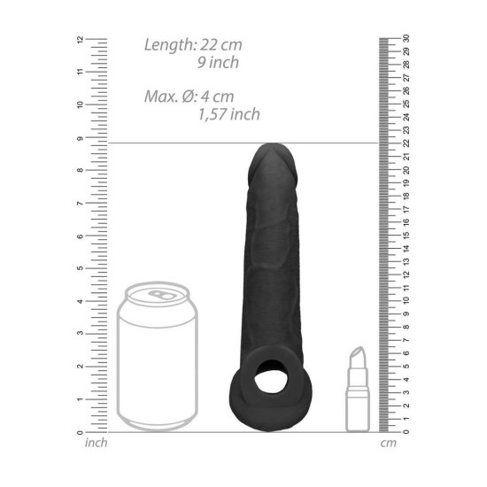 Ρεαλιστικό Κάλυμμα Πέους - Realrock Realistic Penis Extender Black 21cm Sex Toys 