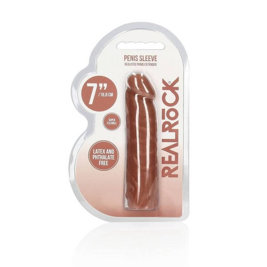 Ρεαλιστικό Κάλυμμα Πέους - Realrock Realistic Penis Extender Brown 17cm Sex Toys 