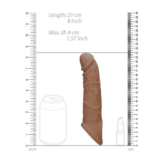 Ρεαλιστικό Κάλυμμα Πέους - Realrock Realistic Penis Extender Brown 20cm Sex Toys 