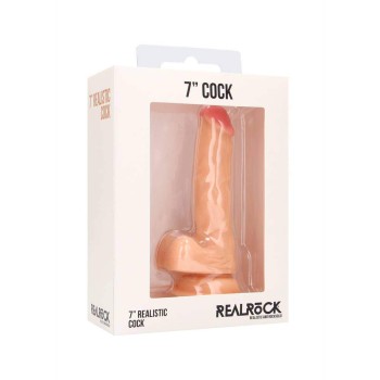 Realrock Realistic Cock With Scrotum Beige 18cm