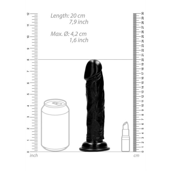 Ρεαλιστικό Ομοίωμα Πέους - Realrock Realistic Cock With Suction Cup Black 20cm Sex Toys 