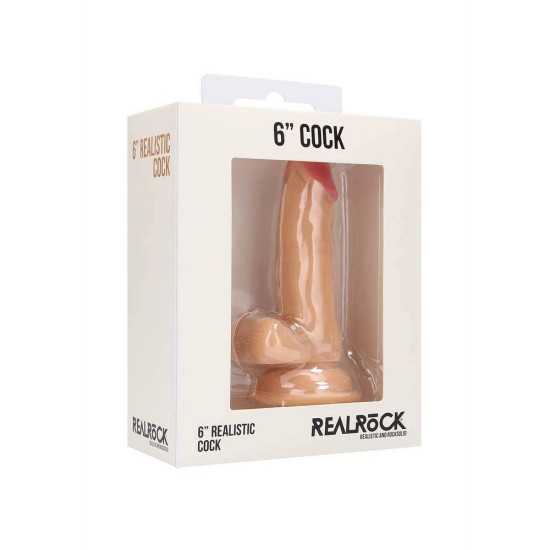 Realrock Realistic Cock With Scrotum Beige 15cm Sex Toys