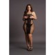 Knee-length Lace And Fishnet Dress Black Erotic Lingerie 