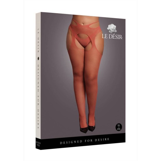 Σέξι Καλσόν Ζαρτιέρες - Suspender Pantyhose With Strappy Waist Red Ερωτικά Εσώρουχα 
