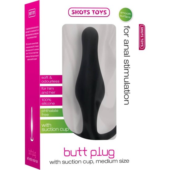 Shots Butt Plug With Handle Medium Black Sex Toys