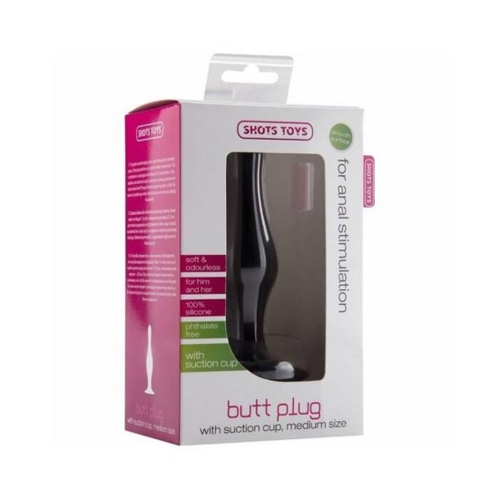 Shots Butt Plug With Suction Cup Medium Black Sex Toys