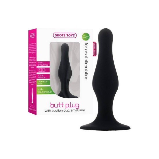 Σφήνα Σιλικόνης - Shots Butt Plug With Suction Cup Small Black Sex Toys 