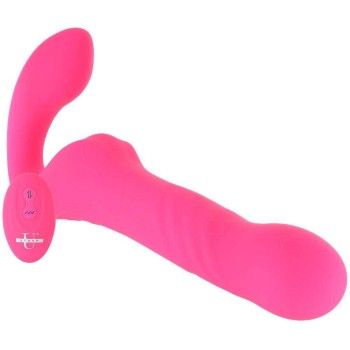 Mighty Thrust Thrusting & Vibrating Remote Strapless Strap On Pink