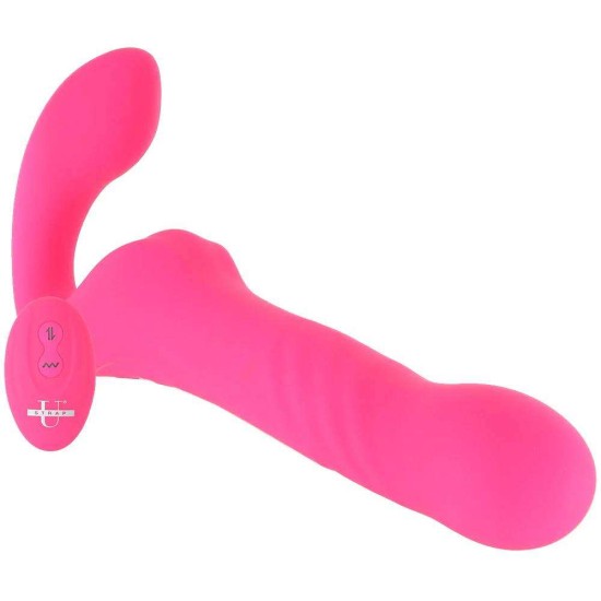 Ασύρματο Διπλό Στραπον - Mighty Thrust Thrusting & Vibrating Remote Strapless Strap On Pink Sex Toys 