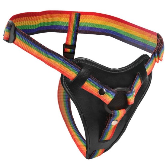 Δερμάτινη Ζώνη Pride - Take The Rainbow Universal Strap On Harness Sex Toys 