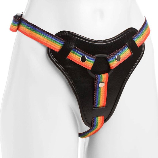 Δερμάτινη Ζώνη Pride - Take The Rainbow Universal Strap On Harness Sex Toys 
