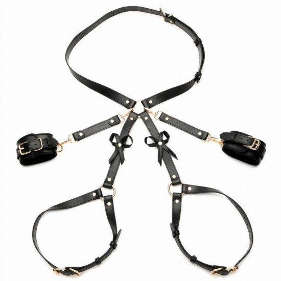 Strict Bondage Harness With Bows Black Fetish Toys 