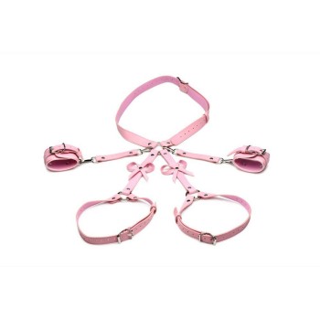Strict Bondage Harness With Bows Pink
