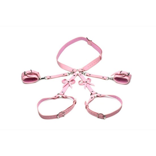 Strict Bondage Harness With Bows Pink Fetish Toys 
