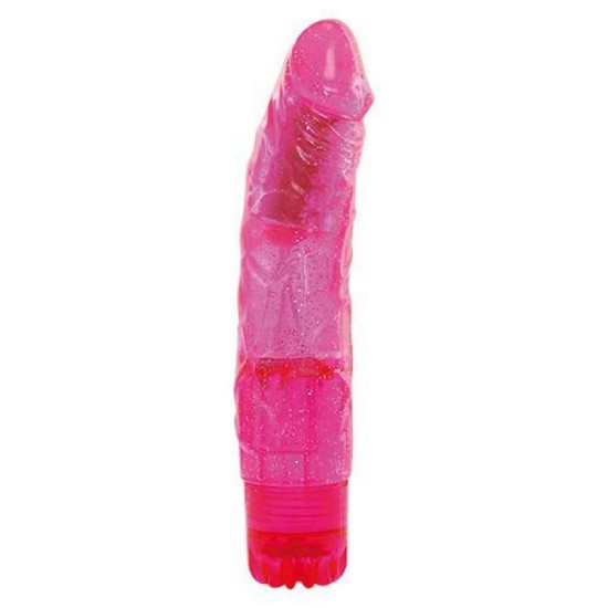 Γυαλιστερός Ρεαλιστικός Δονητής - Blasty Glitter Realistic Vibrator Pink 20cm Sex Toys 