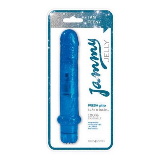 Μαλακός Δονητής Με Glitter - Fresh Glitter Realistic Vibrator Blue 18cm Sex Toys 