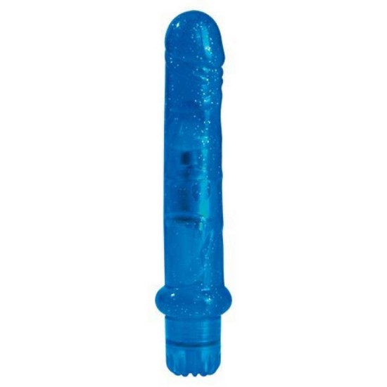 Μαλακός Δονητής Με Glitter - Fresh Glitter Realistic Vibrator Blue 18cm Sex Toys 