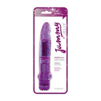 Ρεαλιστικός Δονητής Με Glitter - Dazzly Glitter Realistic Vibrator Purple 19cm