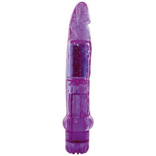 Ρεαλιστικός Δονητής Με Glitter - Dazzly Glitter Realistic Vibrator Purple 19cm Sex Toys 